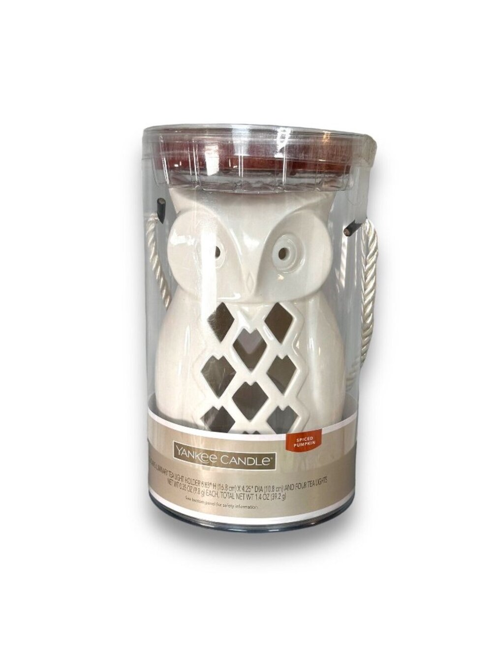 Yankee Candle Ceramic Owl Tea Light Holder With Spiced Pumpkin Scent 6.63” H X 4